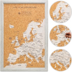 Splosh Small Travel Map Europe Pin Board - Grey Splosh Small Travel Map Europe Pin Board - Grey