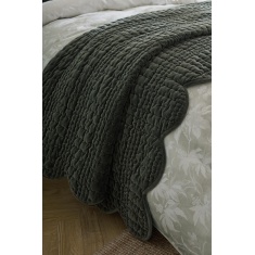 Laura Ashley Scalloped Bedspread - Pine Green Laura Ashley Scalloped Bedspread - Pine Green