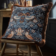 William Morris At Home Strawberry Thief 50cm Cushion - Blue William Morris At Home Strawberry Thief 50cm Cushion - Blue