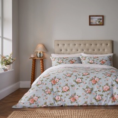 Fable Wild Rose Duvet Set - Duck Egg & Powder Pink Fable Wild Rose Duvet Set - Duck Egg & Powder Pink
