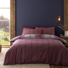 Catherine Lansfield Brushed Melrose Tweed Duvet Set - Plum Catherine Lansfield Brushed Melrose Tweed Duvet Set - Plum