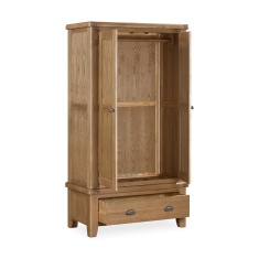 Juniper Double Wardrobe With Drawer - Smoked Oak Juniper Double Wardrobe With Drawer - Smoked Oak