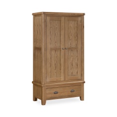 Juniper Double Wardrobe With Drawer - Smoked Oak Juniper Double Wardrobe With Drawer - Smoked Oak