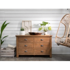 Juniper 6 Drawer Wide Chest of Drawers - Smoked Oak Juniper 6 Drawer Wide Chest of Drawers - Smoked Oak