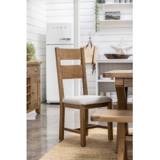 Juniper Pair of Upholstered Slat Back Dining Chairs - Smoked Oak Juniper Pair of Upholstered Slat Back Dining Chairs - Smoked Oak