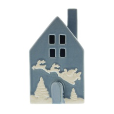 Festive Ceramic House Tealight Holder - 17cm Festive Ceramic House Tealight Holder - 17cm