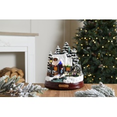 Festive Winter Scene With Moving Skaters - 22cm Festive Winter Scene With Moving Skaters - 22cm