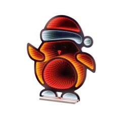 Premier Standing Robin with Santa Hat Infinity Mirror - 60cm Premier Standing Robin with Santa Hat Infinity Mirror - 60cm