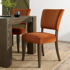 Winnipeg Fumed Oak Dining Chair Pair With Diamond Stitched Seat/Back Winnipeg Fumed Oak Dining Chair Pair With Diamond Stitched Seat/Back