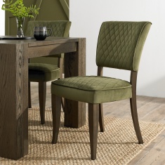 Winnipeg Fumed Oak Dining Chair Pair With Diamond Stitched Seat/Back Winnipeg Fumed Oak Dining Chair Pair With Diamond Stitched Seat/Back