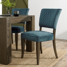 Winnipeg Fumed Oak Dining Chair Pair With Diamond Stitched Seat/Back Winnipeg Fumed Oak Dining Chair Pair With Diamond Stitched Seat/Back