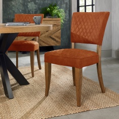 Winnipeg Rustic Oak Dining Chair Pair With Diamond Stitched Seat/Back Winnipeg Rustic Oak Dining Chair Pair With Diamond Stitched Seat/Back
