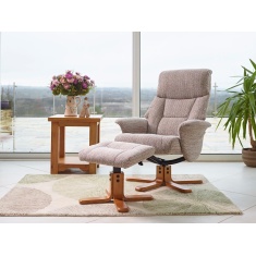 Mars Recliner Chair & Footstool Set - Wheat Fabric Mars Recliner Chair & Footstool Set - Wheat Fabric