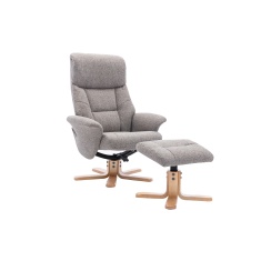 Mars Recliner Chair & Footstool Set - Fossil Fabric Mars Recliner Chair & Footstool Set - Fossil Fabric