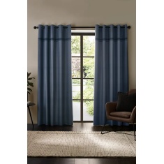 Catherine Lansfield Melville Lined Eyelet Curtains - Blue Catherine Lansfield Melville Lined Eyelet Curtains - Blue