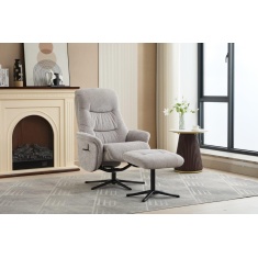 Houston Fabric Swivel Recliner & Stool Set - Cloud Houston Fabric Swivel Recliner & Stool Set - Cloud