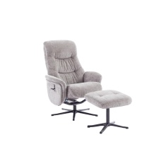 Houston Fabric Swivel Recliner & Stool Set - Cloud Houston Fabric Swivel Recliner & Stool Set - Cloud
