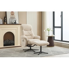 Houston Fabric Swivel Recliner & Stool Set - Barley Houston Fabric Swivel Recliner & Stool Set - Barley