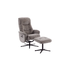 Houston Fabric Swivel Recliner & Stool Set - Ash Houston Fabric Swivel Recliner & Stool Set - Ash