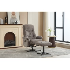 Houston Fabric Swivel Recliner & Stool Set - Ash Houston Fabric Swivel Recliner & Stool Set - Ash