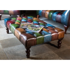 Metropolitan Rub Off Leather Patchwork Banquette Footstool Metropolitan Rub Off Leather Patchwork Banquette Footstool