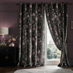 Laura Ashley Edita's Garden Eyelet Curtains - Charcoal Laura Ashley Edita's Garden Eyelet Curtains - Charcoal