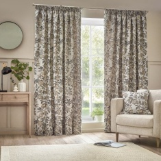 Wylder Pomegranate Pencil Pleat Curtains - Natural Wylder Pomegranate Pencil Pleat Curtains - Natural