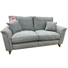 Parker Knoll Rowan Large 2 Seater Sofa in Mamas Sky Fabric With Vintage Oak Tapered Legs Parker Knoll Rowan Large 2 Seater Sofa in Mamas Sky Fabric With Vintage Oak Tapered Legs