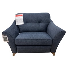 G Plan Hatton Snuggler Chair in Girona Midnight Fabric With Walnut Wood G Plan Hatton Snuggler Chair in Girona Midnight Fabric With Walnut Wood