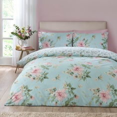 Catherine Lansfield Avebury Floral Duvet Set - Duck Egg Catherine Lansfield Avebury Floral Duvet Set - Duck Egg