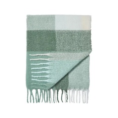 Catherine Lansfield Faux Mohair Check Throw 130x170cm - Green Catherine Lansfield Faux Mohair Check Throw 130x170cm - Green