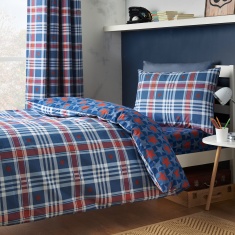 Catherine Lansfield Stars & Check Duvet Set - Blue & Red Catherine Lansfield Stars & Check Duvet Set - Blue & Red
