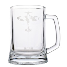 RAF Etched Glass Tankard Spitfire RAF Etched Glass Tankard Spitfire