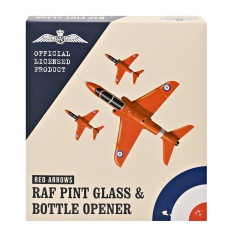 RAF Etched Pint Glass & Bottle Opener Set Red Arrows RAF Etched Pint Glass & Bottle Opener Set Red Arrows