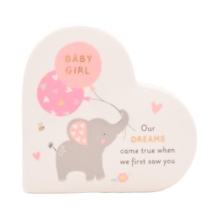 Hello Baby Ceramic Mantel Heart - Baby Girl Hello Baby Ceramic Mantel Heart - Baby Girl