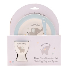 Hello Baby 3 Piece Bowl Egg Cup & Spoon Set - Blue Hello Baby 3 Piece Bowl Egg Cup & Spoon Set - Blue