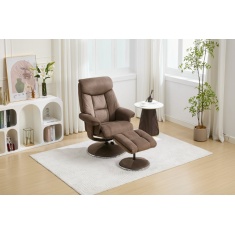 Jupiter Swivel Recliner & Footstool in Fawn Fabric Jupiter Swivel Recliner & Footstool in Fawn Fabric