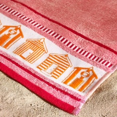 Catherine Lansfield Beach Huts XL Cotton Beach Towel Catherine Lansfield Beach Huts XL Cotton Beach Towel