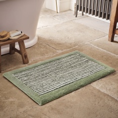 Christy Portobello Stripe Cotton Bath Mat - Sage Christy Portobello Stripe Cotton Bath Mat - Sage