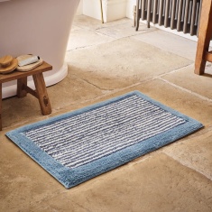 Christy Portobello Stripe Cotton Bath Mat - Chalk Blue Christy Portobello Stripe Cotton Bath Mat - Chalk Blue