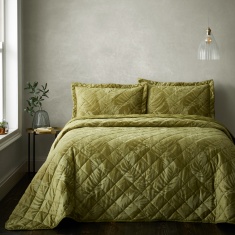 Portfolio Woburn Quilted Throw Set - Olive Portfolio Woburn Quilted Throw Set - Olive