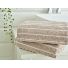 Deyongs Malmo Stripe Towel - Stone/White Deyongs Malmo Stripe Towel - Stone/White