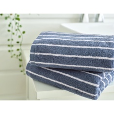 Deyongs Malmo Stripe Towel - Blue/White Deyongs Malmo Stripe Towel - Blue/White