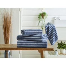 Deyongs Malmo Stripe Towel - Blue/White Deyongs Malmo Stripe Towel - Blue/White