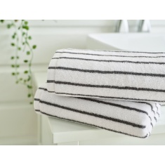 Deyongs Malmo Stripe Towel - White/Grey Deyongs Malmo Stripe Towel - White/Grey