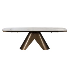 Davos 180-260cm Extending Dining Table - Brushed Bronze/White Marble Davos 180-260cm Extending Dining Table - Brushed Bronze/White Marble