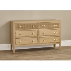 Illinois 3 + 3 Wide Chest of Drawers - Oak Illinois 3 + 3 Wide Chest of Drawers - Oak