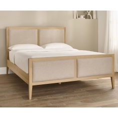 Illinois Upholstered High Foot End Bedframe - Oak/Cream Illinois Upholstered High Foot End Bedframe - Oak/Cream