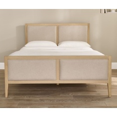 Illinois Upholstered High Foot End Bedframe - Oak/Cream Illinois Upholstered High Foot End Bedframe - Oak/Cream