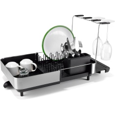 Joseph Joseph Extend Steel Plus Dish Drainer With Wine Glass Rack - Black Joseph Joseph Extend Steel Plus Dish Drainer With Wine Glass Rack - Black